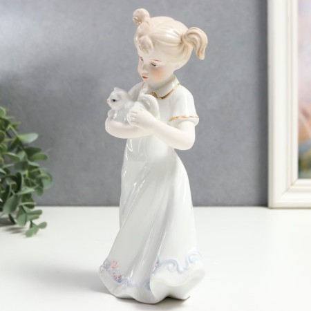 Souvenir Ceramics "Girl with tails, with a kitten on her hands" 22.5x7x12 cm-2