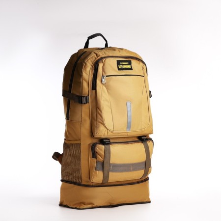 A backpack with a lightning with an increase, 75l, 5 external pockets, sand color-5