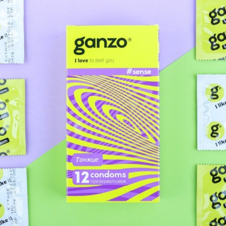 Ganzo condoms, thin, 12 pcs.