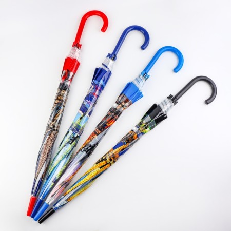 Umbrella - semi -automatic cane "Paris", 8 spokes, r = 41 cm, MIX drawing-3