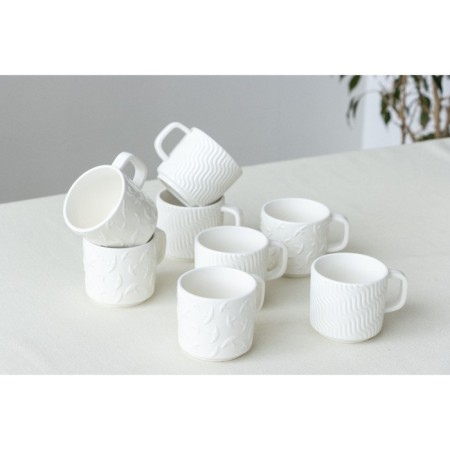 Ceramic "Geometry" white mug, 260 ml, white color-7