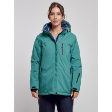 Ski jacket female winter, size 56, green color
