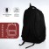 Youth backpack from textiles, 2 parts with lightning, 4 pockets, black/red color