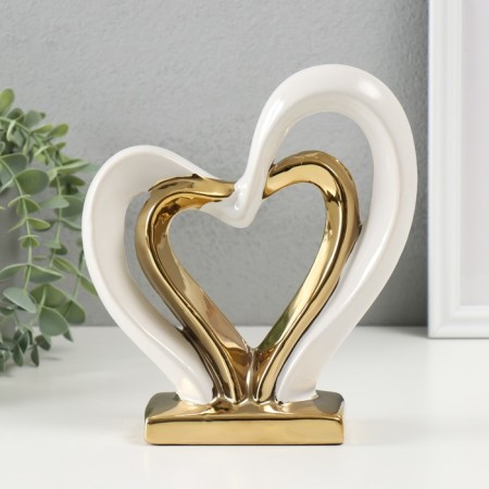 Souvenir ceramics "woven hearts" white with gold 5.5x17.5x19.5 cm-2