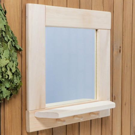 Square mirror, large with a shelf and 3 hooks, 53 × 53 × 1.6 cm