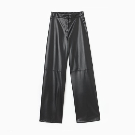 Women's trousers (eco-leather) minku: classic color black, rn 48-4