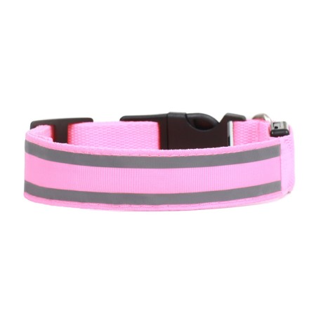 Collar with backlight double strip size m, Osh 40-48 x 2.5 cm 3 glow mode pink-1