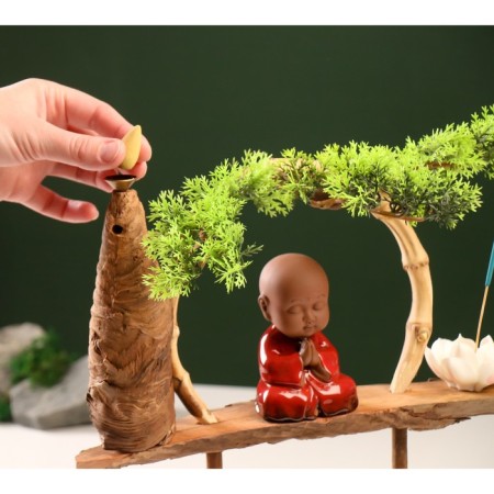 Souvenir tree, porcelain "Little Buddha in Red" with a stand for incense 35x35x9.5 cm-8