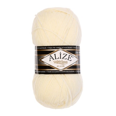 Yarn "Superlana Klasik" 25% wool, 75% acrylic 280m/100g (62 milk)-1