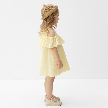 Платье для девочки MINAKU: Cotton Collection цвет желтый, рост 122-2