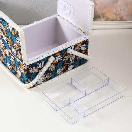 Casket for needlework "Forest branches on blue" 19x26x14.5 cm-4