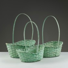 Camping of baskets, 26x19x9x10.5/34 cm, 33x24x11x13/42 cm, 30x21x10x11/38 cm, green, bamboo