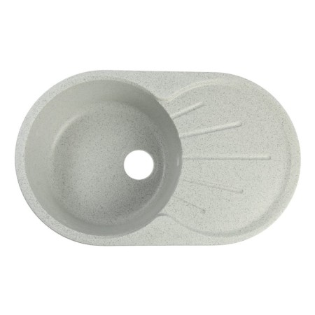 Sin for a kitchen made of Zein 110/Q10, 730 x 450 mm, oval, overflow, light gray color-3
