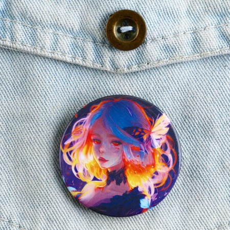 Metal anime icon, neon set, d = 38 mm, 4 pcs.-8