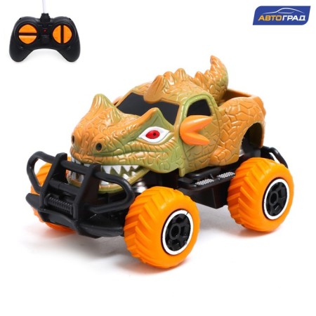 Dino radio -controlled jeep works on batteries, yellow color