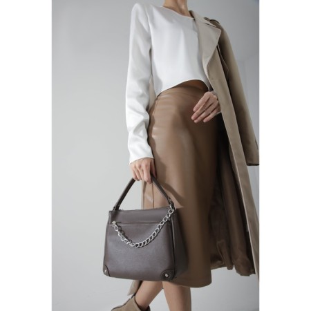 Cross-Bodi bag, lightning department, external pocket, brown color-3