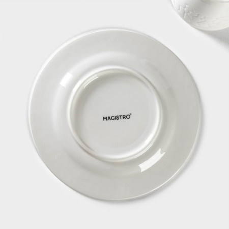 Coffee steam porcelain Magistro Rodos, 2 items: a cup 100 ml, a saucer d = 15 cm, white color-10