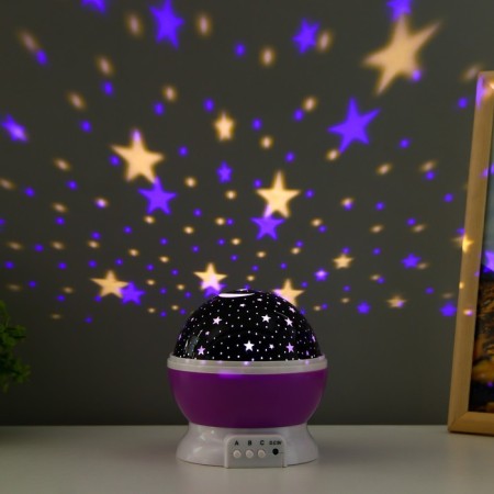 The night designer "Starry sky", rotation, (4AAA or USB) violet. 12*10 cm Risalux-5