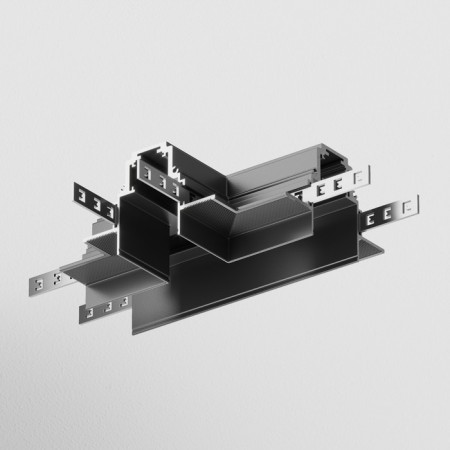 The T-shaped connector for the built-in track system Technical TRA010CT-42B, 23.9x23.9x5.35 cm, black color is black-1