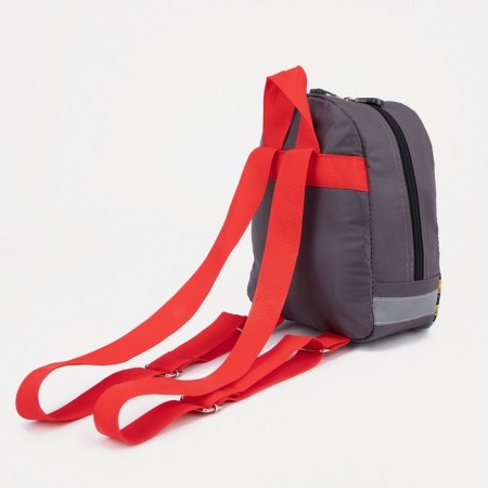 Baby backpack on a zipper, a reflective strip, gray color-1