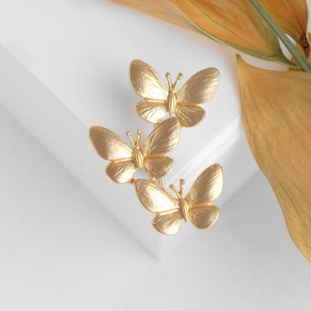 Brooch "Butterflies Trio", color matte gold