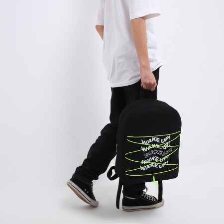 School textile backpack with lake up lacing, 38x29x11 cm, black-11