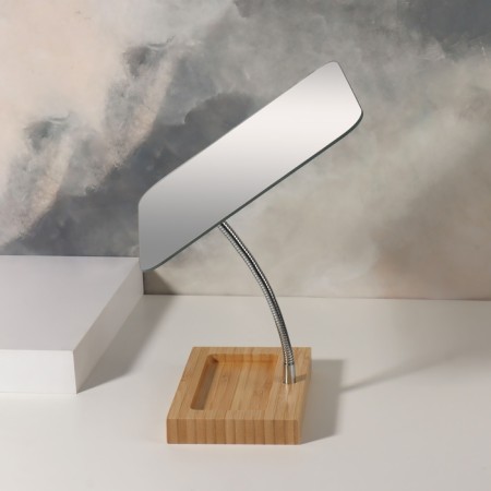 Mirror with a stand for storage "Bamboo", on a flexible leg, a mirror surface 16.5 × 19.5 cm, brown color/silver color-3