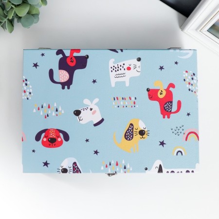 Casket tree "Funny dogs" leatherette and velvet 5.5x24x17 cm-3