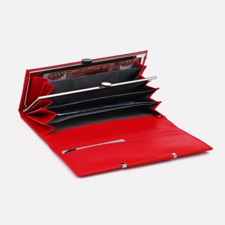 Women's wallet on magnets, red color-2