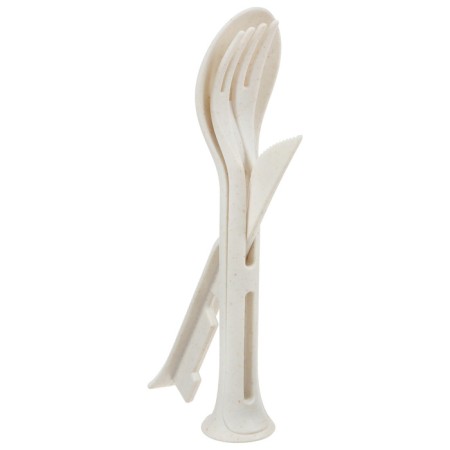 Set of cutting devices Maclay: spoon, fork, knife, plastic, beige color-4