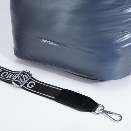 Luggage bag, external pocket, long belt, gray-blue color-5