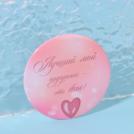 Pocket mirror “Epistle”, d = 7 cm, pink color-3