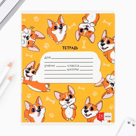 Notebook in a cage 24 sheet A5, on the paper clip “September 1: Corgi”, covered cardboard, 5 types of mix-3