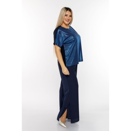 Female blouse, size 52, blue color-3