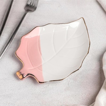 Bastee dish, 21.5 × 15 × 1.5 cm, white-pink color-1