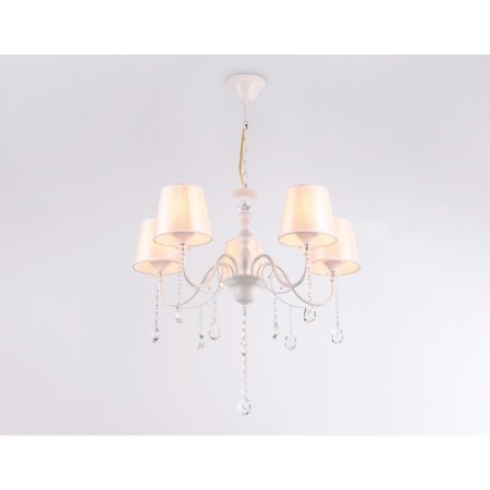 Suspended chandelier with lampshade and crystal Ambrella Light, Modern, TR4603, 5HE27, white color-2