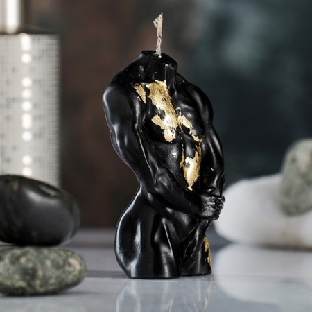 Figure candle "Male torso No. 2" Black with a whip, 9cm-3