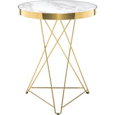 Wooden table Milena metal, white/gold 60x60x76 cm