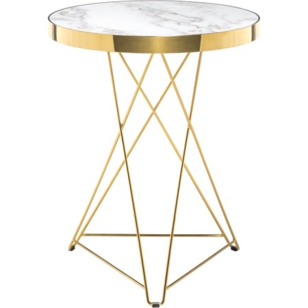 Wooden table Milena metal, white/gold 60x60x76 cm