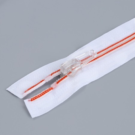 Lightning "Spiral", No. 5, connective, automatic lock, 50 cm, white/red color-1