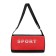 Sports bag with lightning, long belt, black/red color