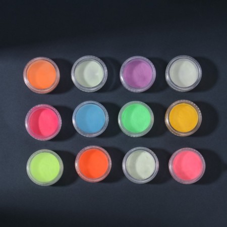 Nail pigment glowing in the dark, a set of 12 jars, 3 g, multi -colored-4