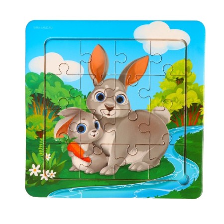 Puzzle "Lovely Zaychata", 14 cm x 14 cm-1