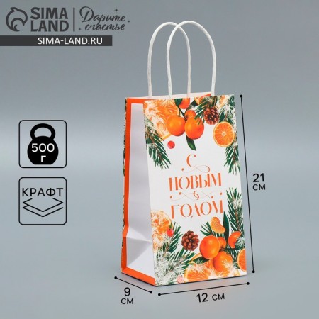 Package Gift Crafts "New Year's Citrus", 12 x 21 x 9 cm, New Year