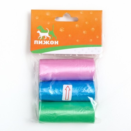 Packets for cleaning dogs are plain (3 rolls of 15 packages 29x21 cm), mix of flowers-2