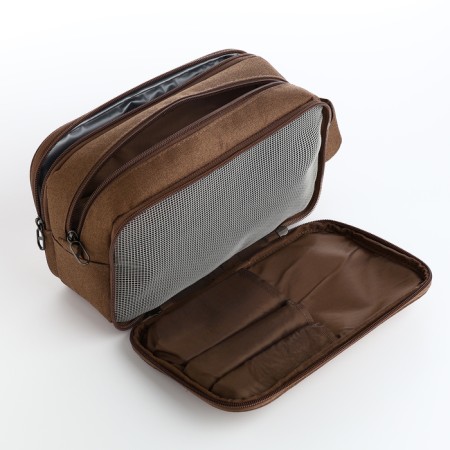 Cosmetic bag on lightning, brown color-2