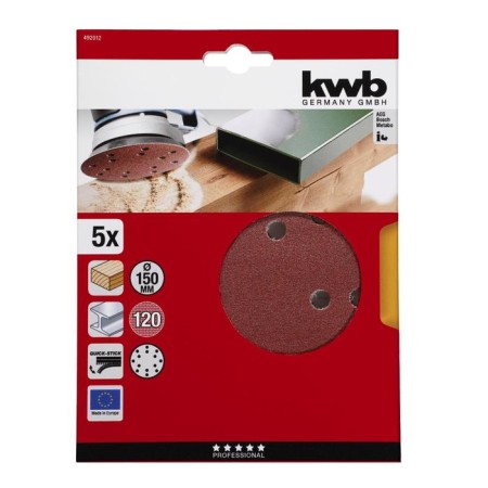 Circle of grinding KWB, D = 150 mm, K120, Velcro, aluminum oxide, 5 pcs-1
