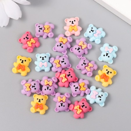 Decor for creativity Plastic "Bear with a bow" mix 1.3x1.4 cm