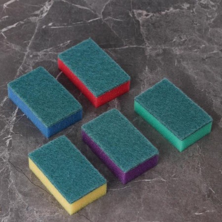 Household sponge with a cleaning layer of the share "Economy", 7.5 × 4.5 × 2.5 cm, 5 pcs-6