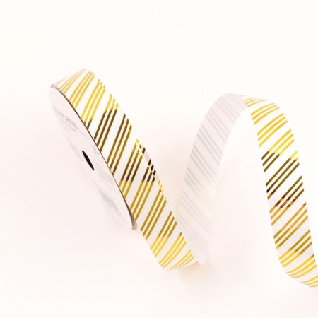 Tape for decor and gifts, "stripes", gold, 2 cm x 50 m-1